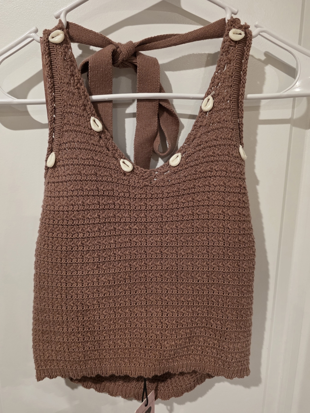 Sincerely Jules Crochet Halter Top With Shell Accents - Picture 1 of 4